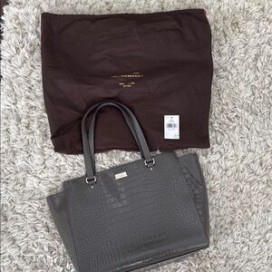 Kate Spade Charcoal Croc-Embossed Handbag